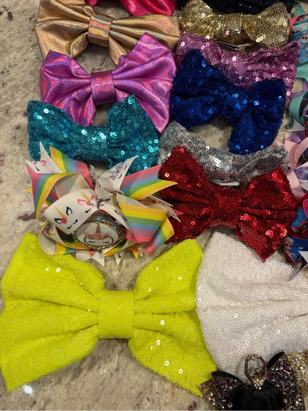 Girls Sequin & Ribbon Hair Bows NEW 36pcs